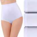 Vanity Fair Women's High Waisted Underwear, Full Coverage Ladies Panties, Perfectly Yours Briefs (11, Nylon - Star White/Star White/Star White)