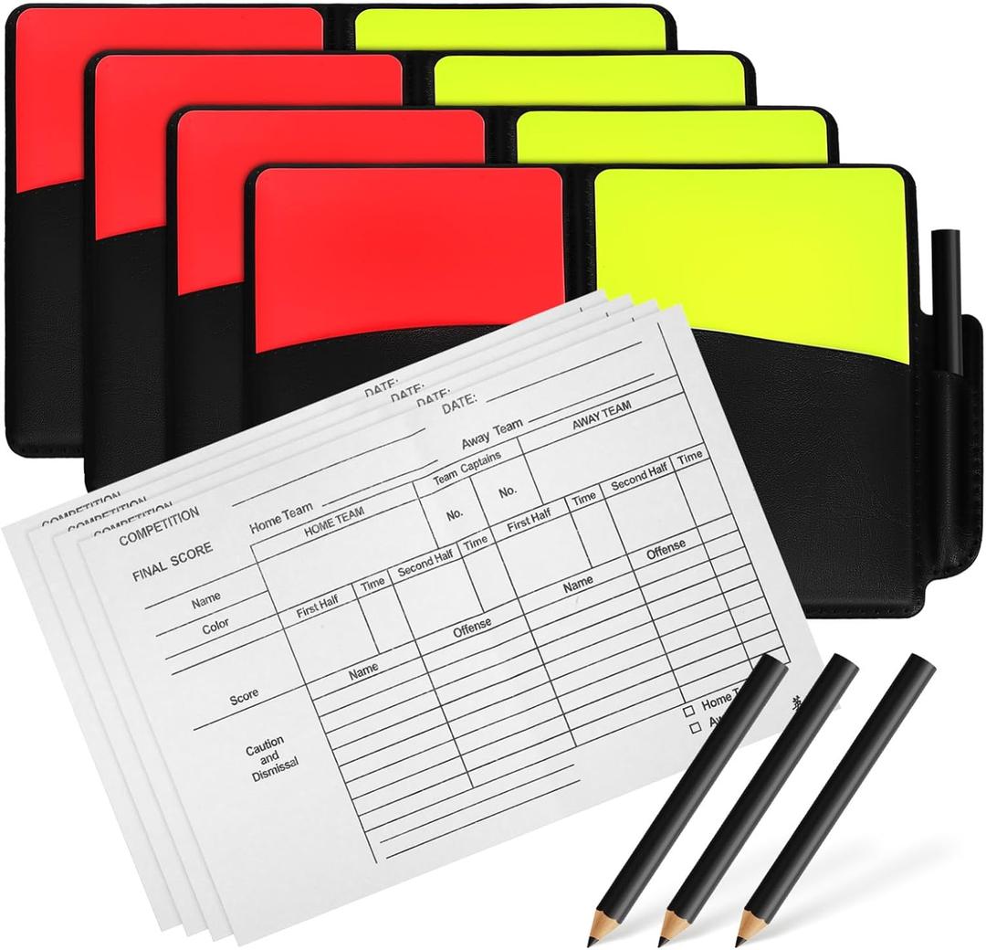 Toyvian Soccer Referee Card Set with Red Yellow Cards Holder Scorebook and Pencil for Football Volleyball Officials 4-Piece Kit