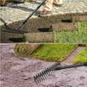 36'' Heavy Duty Garden Rake with Stainless Steel Handle, Metal Head for Loosening Soil, Gathering Leaves, Leveling Lawns