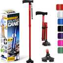 Walking Cane for Women & Men - Self Standing Adjustable Folding Cane with T Handle and 360 Pivot Base - Lightweight Foldable Walking Stick for Seniors - Collapsible Cane for Walking