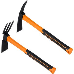 2pcs Garden Tools Comfortable Handle Hoes for Garden Work Carbon Steel Outdoor ToolsOrange