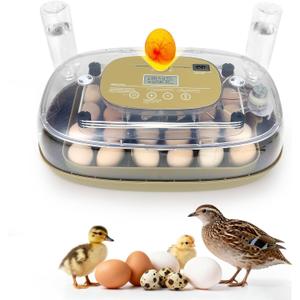 Series III - 24 Egg Automatic Incubator, Full-Stage Adaptive Humidity (Dual-Bottle) & Auto Temp Control, Custom-Interval Auto Turn & Auto Stop, Preset Incubation Days, Adjustable Egg Spacing, Candler