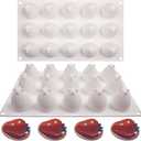 Strawberry Chocolate Silicone Mold for Mousse Cake(15-Cavity), Fruit Shaped Fondant Mold for Birthday Party Cake Decoration Pastry Dessert Pudding Ice Cream Candle Soap (White(3D Strawberry Silicone Baking Mold XL291))