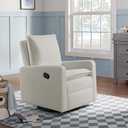 Oxford Baby Uptown Upholstered Swivel Glider and Recliner Nursery Chair, Boucle White