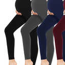 Pack of 3 Women’s Maternity Leggings with Pockets Over The Belly Butt Lift - Soft Workout Pregnancy Yoga Pants (L, Black, Grey, Navy)