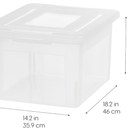 IRIS USA File Box, Plastic File Organizer with Lids for Letter/Legal File, Portable Document Box For Moving, Storage Bin with Durable and Secure Lid, Stackable Nestable BPA-Free, Clear 35 Qt. 1 Pack
