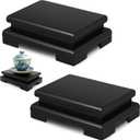 Chunful 2 Pcs Rectangle Wooden Display Stand 5.1 x 3.7 x 1.8 Inch Wood Vase Display Base Black Pedestal Stand Rectangle Vase Riser for Vases Teapot Trophy Collectibles Aquarium Lamp Home Decoration