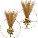 M-dazzling Metal Plants wall hanging decor; Metal wall hanging Vase;Living Room, Bedroom, Bathroom, Dining room,Plant Mounted Decor (Large Golden Bloom)