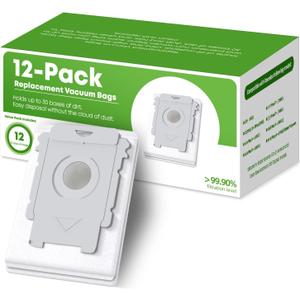 VBN 12 Pack Replacement Roomba Vacuum Bags, Compatible with iRobot Roomba 104 105 405 504 505 705 Combo 10 Max, i7+ i3+ i4+ i6+ i8+ j7+ s9+, i s j Series, All Clean Base Automatic Dirt Disposal Bags