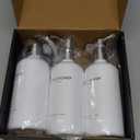 White Shampoo and Conditioner Dispenser Set by Brighter Barns - Shower Dispenser for Bathroom - Refillable Plastic Shampoo Bottle & Stainless Steel Pump - Shampoo Dispenser for Vacation Rental (White) (Silver)