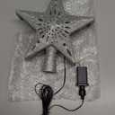 Kesfitt Christmas Tree Topper Sliver Lighted with 6 Projection Modes,Christmas Star Tree Topper Built-in LED Rotating Lights, 3D Glitter Dynamic Projection for Xmas Party Holiday Decorations (Silver)