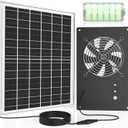 25W Solar Powered Fan with 15000mAh Battery & Timer, Usable At Night | 5" Small Solar Exhaust Fan, Quiet Waterproof High Airflow, for Chicken Coop, Outdoor,Greenhouse,Sheds,Pet Houses