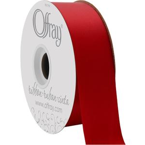 Offray Double Face Satin Craft Ribbon, 1-1/2-Inch Wide by 50-Yard Spool, Red