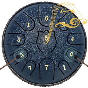 Steel Tongue Drum 6 Inche 11 Note Steel Drums Rain Chime,Raindrop Drum,Rain Drum for Outside Garden, Dark Blue