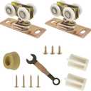 13/16" Pocket Door Ball Bearing Hangers Fit Kenna-Frame, Crawford & Press-Rite Doors V-Type Tracks, Upgraded N 7065 with Quad-Wheel, 3/4" C.T.C., Min. 1" Thick Doors, 2 Pack