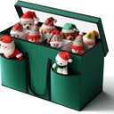 Christmas Figurine Storage Box & Nutcracker Storage Containers with Visible Lid and Cardboard Dividers, Keeps 8 Holiday 15"-Figurine Collectibles, Xmas Decoration Storage Bag, 600D Oxford / Green