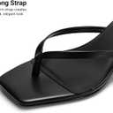 DREAM PAIRS Kitten Heels for Women Flip Flop Low Heels Square Open Toe Sandals Thong 1.97 Inch Heeled Sandals for Summer Vocation, Black US 10