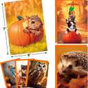 3 x Fancy Land Kids Thanksgiving Cards Cute Animal Fall Pumpkin Greeting Card with Envelopes for Autumn Holiday Supplies Party Favors 12Pcs