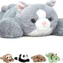 Niuniu Daddy 20" | 3.3 Pound Weighted Cat Stuffed Animals for Kids, Weighted Cat Plush Toy for Toddler Teens Adults, Large Grey Kitty Plushies Pillow with Soft Fur for Present Christmas Birthday (Medium)