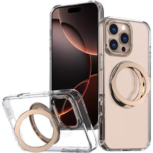MAXCURY 360 Ring Stand Magnetic for iPhone 16 Pro Max Case, [Anti-Fingerprint] [Military Drop Protection] [Compatible with MagSafe] Soft Edge Translucent Slim Back 16 ProMax Phone Case (Desert)