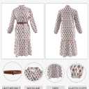 LOLONG Women's Casual Button Front Midi Dresses Spring 2025 Puff Long Sleeve Printed Ruffle Hem Boho Flowy Dress (XL)