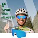 Sports Sunglasses TR90 UV400, Lightweight Wraparound for Men/Women, Adjustable Nose Pad, Fit Over Glasses for Cycling (Blue)