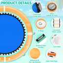 Inflatable Water Hammock Floating Dock, 10/8/6FT Round Floating Ring with Water Ladder and Cup Holder, Inflatable Dock Floating Platform Island Raft Tanning Pool Float for Lake Beach