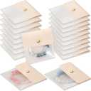 Abbylike 18 Pcs Small Velvet Jewelry Pouch for Travel 4 x 4 Inch Mini Clear Jewelry Bags Traveling PU Leather Velvet Organizer Bags (Beige)