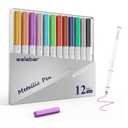 12 Pack Metallic Pen Set, Compatible with Cricut Maker 3/Maker 4/Maker/Explore 3/Explore 4/Air 2/Air, Metallic Ink Markers for Writing, Drawing, Invitations, Envelope, DIY Crafts