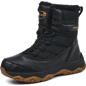 Snow Boots for Women Waterproof Mid-Calf Booties Winter Hiking Boot Durable Warm Fur Lined Boot Non-Slip Climbing Cold Weather Lightweight Shoes (8, Black)