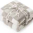 Snuggle Sac Checkered Blanket, Grey Throw Blanket for Couch Checker Microfiber Fluffy Warm Fuzzy Cozy Soft Throw Blanket Reversible Checkerered Blankets for Sofa, Chair, Bed, 50x60 inches