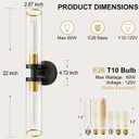 Wall Sconces Set of Two, Black and Gold Bathroom Wall Sconces with Clear Glass,Hardwired Modern Sconces Wall Decor Set of 2 Wall Light for Bathroom Mirror Bedroom Living Room Hallway Vanity