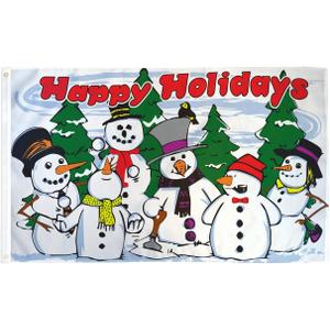 AZ FLAG - Happy Holidays Snowmen Flag - 3x5 Ft - 100D Polyester Winter Christmas Banner with Two Metal Grommets - Fade Resistant - Vivid Colors - 3' x 5' Feet - 150x90 Cm