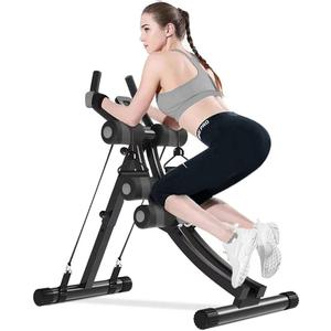 AB Workout Equipment, Home Gym Ab Machine for Abdominal Exercise and Strength Training, Height Adjustable Fitness Equipment (Gray)
