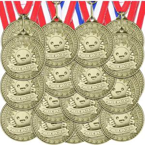 12 Pcs Participant Award Medal with Neck Ribbon 2 Inches Metal Participation Medals Trophy for Adults Sports Competition Tournaments Event Team Prize Party Favors Decor