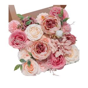 Serwalin Pink Artificial Flowers Peonies, Fake Silk Flowers Wedding Bouquet Bridal Centerpieces Flowers for Decoration, Cake Flower Home Decor