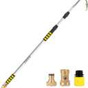 Gutter Cleaning Tools from Ground, 12FT Telescoping Pole (20FT Reach) - Heavy-Duty Zinc Alloy Head, 360 Spray Nozzle & Leak-Proof Kit, No Ladder Needed for Roof Gutters