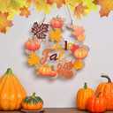 Soochat Hello Fall Wreaths, Fall Door Wreath, Wooden Fall Door Sign Hanging Pumpkin Maple Leaf Wreath with Autumn Sign for Thanksgiving Fall Harvest Outdoor Indoor Party Decor