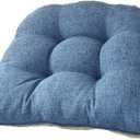 Quilmfoam 16.5"x15.5" Kitchen Chair Cushions Set of 4 for Dining Chair, Soft Tufted Non-Slip Memory Foam Seat Cushion with Ties for Indoor Kitchen Dining Furniture, Navy Blue