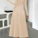 MEROKEETY Women's Fall Long Sleeve Wedding Guest Dresses 2025 One Shoulder Elegant Formal Pleated Midi Maxi Dress (Beige, S)