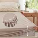 PURE ERA Twin Sheet Set 100% Washed Cotton Gingham Sheets Twin Size Bed Set Linen Feel Soft Breathable Durable,15" Deep Pocket 4Pc Checked Beige Bedsheet