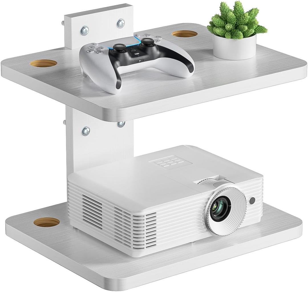 WALI Floating TV Shelf, Holds Up to 22lbs, Wooden Wall Mounted Shelves for DVD Players, Cable Boxes, Routers, Game Consoles, Living Room Decor Accessories (CS202NW), 2 Shelf, White