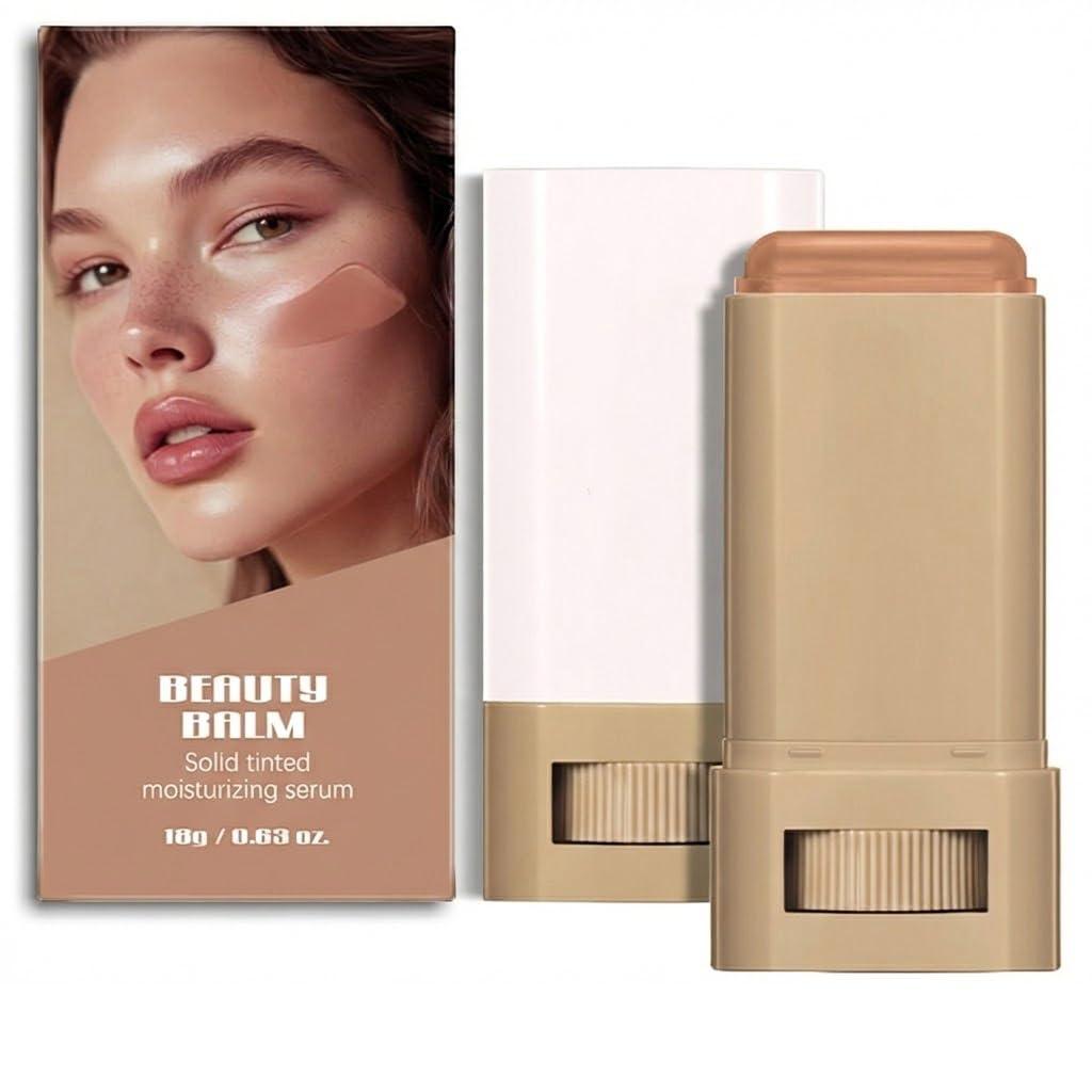 Beauty Balm Serum-Enriched Tinted Moisturizer Stick  Hydrating Lightweight Solid Foundation with Natural Skin Tint Finish, Flawless Sheer to Medium Coverage, Radiant & Dewy Glow, All-Day Wear (6#, 1)