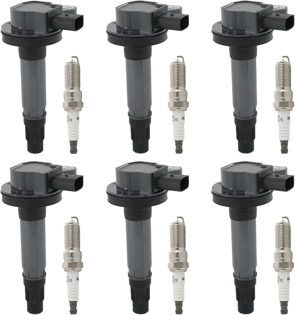 Set of 6 Ignition Coil Pack & Spark Plug Compatible with Ford Edge Explorer F-150 Flex Fusion Mustang Taurus Lincoln MKS MKX MKZ Mazda CX-9 V6 3.5L 3.7L Replace# UF553, C1595, 48856, GN10237