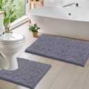 LuxUrux Bathroom Rugs Sets 2 Piece: Quick Dry, Soft Plush Anti-Slip, Super Absorbent. Includes Rectangular (31''x20'') and U-Shaped Toilet Mat (20''x20''). Dark Grey Elegance.