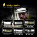 Headlamp Rechargeable 2PCS, Motion Sensor 230 COB Head Lamp, Headlights for Forehead, Hard hat Light for Adults, LED Headband Flashlight for Work, Hiking, Running, Camping Essentials Gear (2 Pack - New Upgrade III Tri-Led Strip, Black)