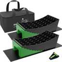 RVMATE Camper Levelers 8-Piece Kit RV Leveling Blocks Camper Wheel Chocks Including Two Curved Levelers, Two Chocks, and Two Rubber Grip Mats in Storage Carrying Bag (Black)