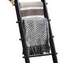 5-Tier Blanket Ladder with Hanging Knobs, 4 Ft Wall Leaning Blanket Ladders for Living Room Bedroom, Rustic Decorative Storage for Quilts, Throws, Easy to Assemble, Black