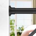 ALLZONE Tension Curtain Rod for Windows,123 to 160 Inch, Heavy Duty Extra Long Curtain Rods, Non-Slip Bathroom Shower Tension Rod, Renter Friendly, Adjustable, Spring Loaded, Black