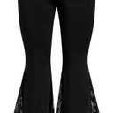 GORGLITTER Women's Plus Size Pants Lace High Waisted Wide Leg Bootcut Bell Bottom Festival Renaissance Rave Flare Pants, Size: Large Plus